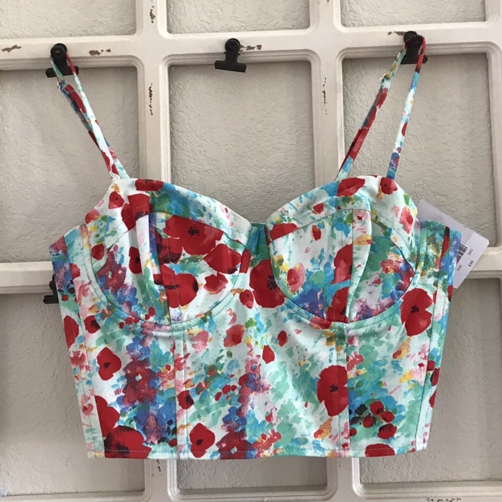 Top shop poppy/floral crop top, bralette, boustier